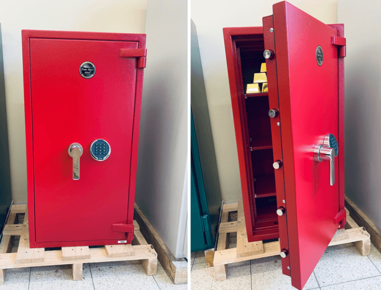 TRESOR 11 (NEU): Franz Jäger Berlin ®, Rot, Griff & Schloss Chrom